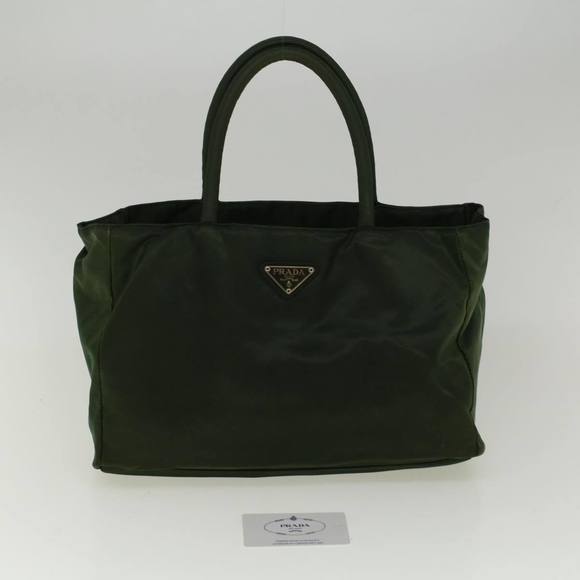 PRADA Hand Bag Nylon Green Auth cl802 - Picture 12 of 16